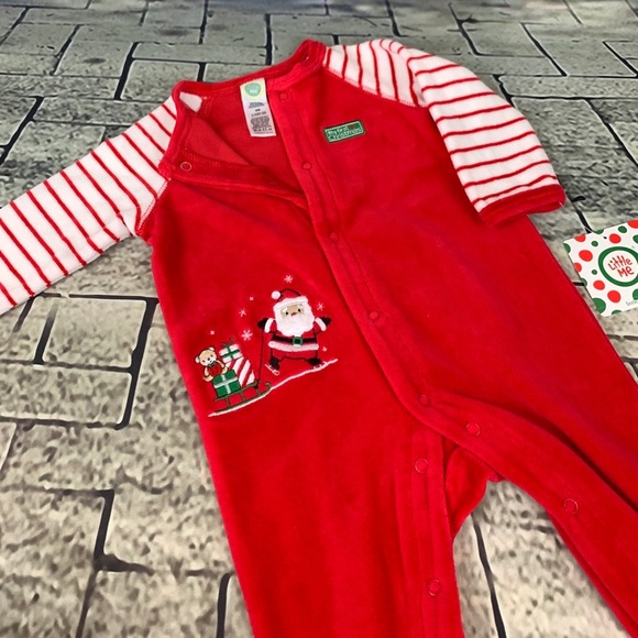 Little Me 1st Christmas Footed Velour One Piece - Picture 1 of 8